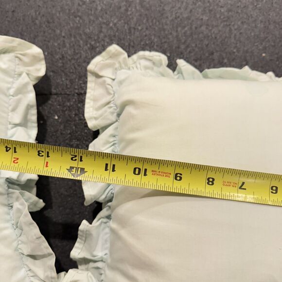 Vintage Pair (2) Square Ruffle 12" Throw Pillows Light / Baby Blue Cottagecore - Picture 3 of 4